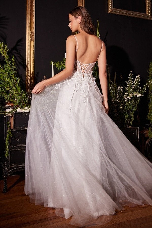 342-1115 Lace Overlay Trumpet Wedding Dress
